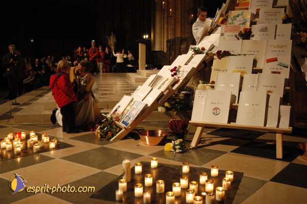 Nom de l'image : E00016042-1 — Description :  Toussaint 2004 - 28 oct - Conférence à ND de Paris et photos devant la croix