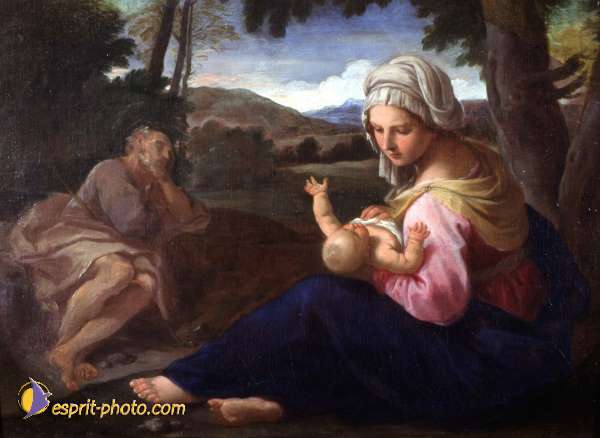 Nom de l'image : 01Fuite_en_Egypte__repos__Cantarini_XVIIe — Description :