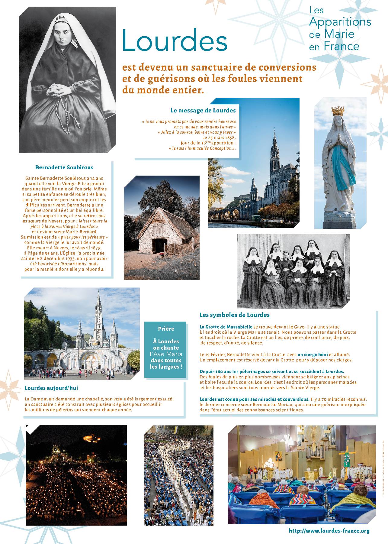 Nom de l'image : Apparitions-de-Marie-en-France_Serie-de-13-affiches_03 — Description :  Apparitions de Marie en France : 1. Lourdes (1858) 2/2