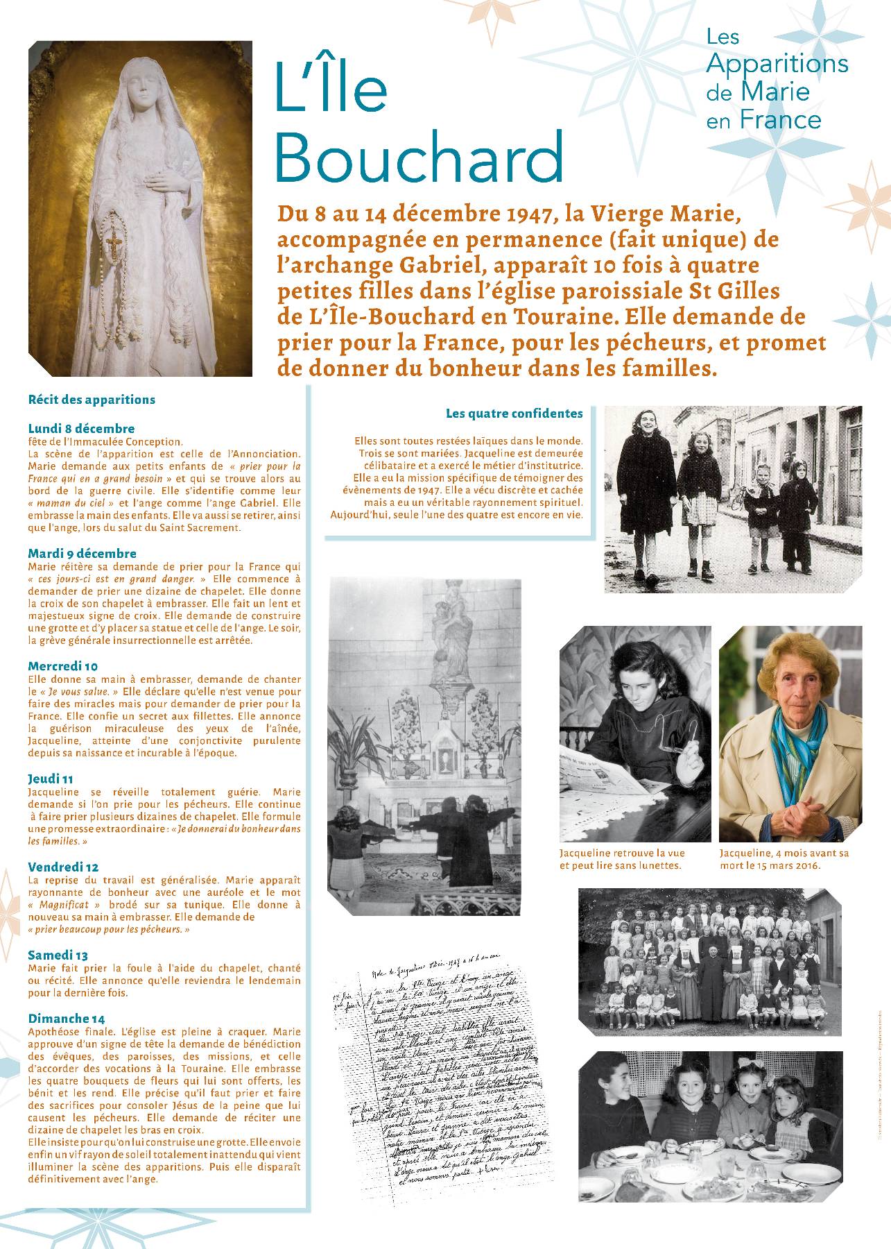 Nom de l'image : Apparitions-de-Marie-en-France_Serie-de-13-affiches_12 — Description :  Apparitions de Marie en France : 6. L'Ile Bouchard (1947) 1/2